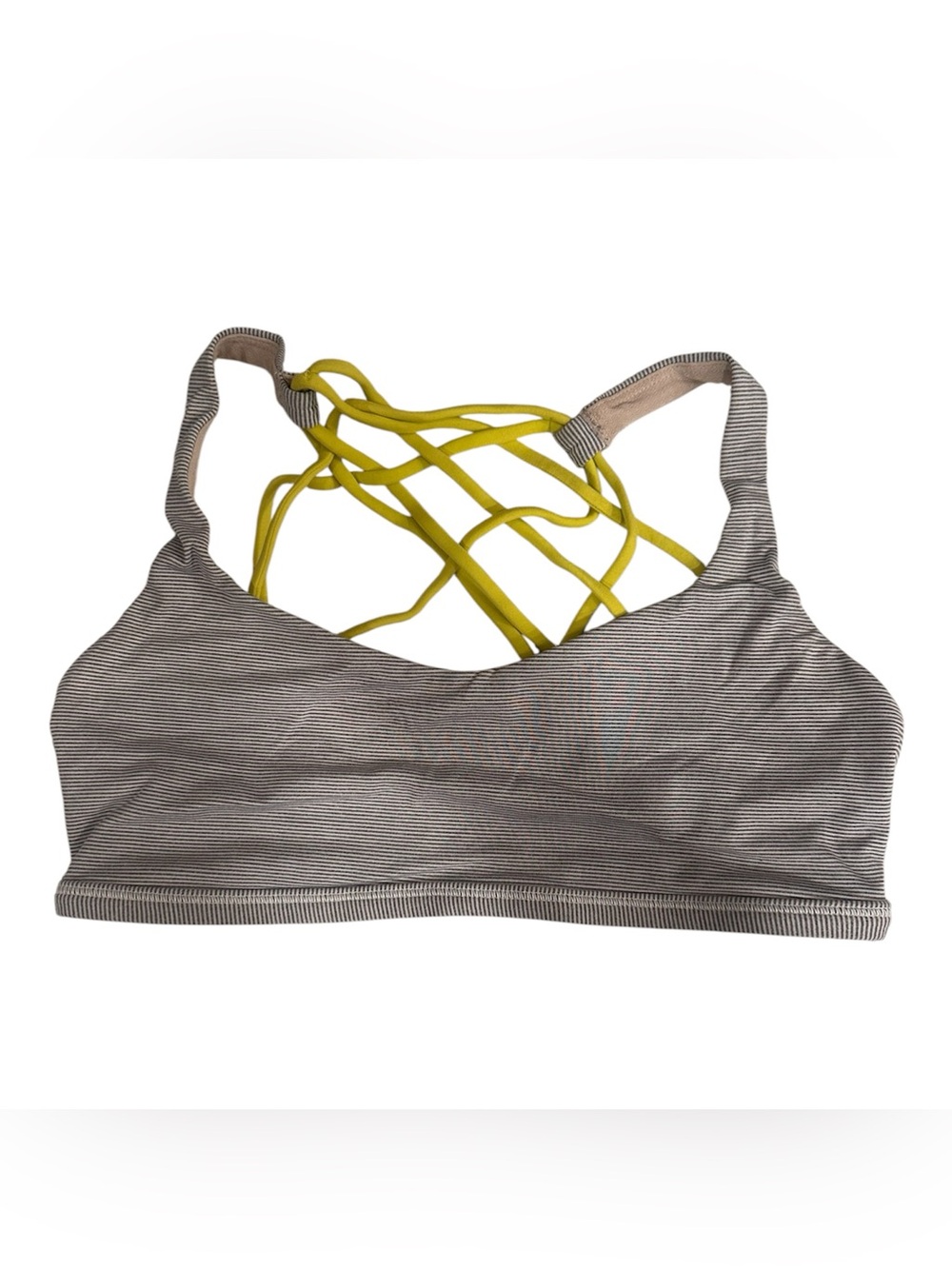 lululemon athletica Striped Bralette with Yellow Strappy Back